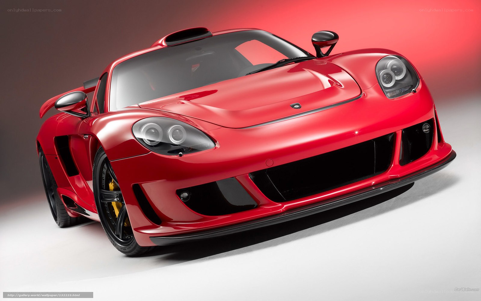 Red sports car on display