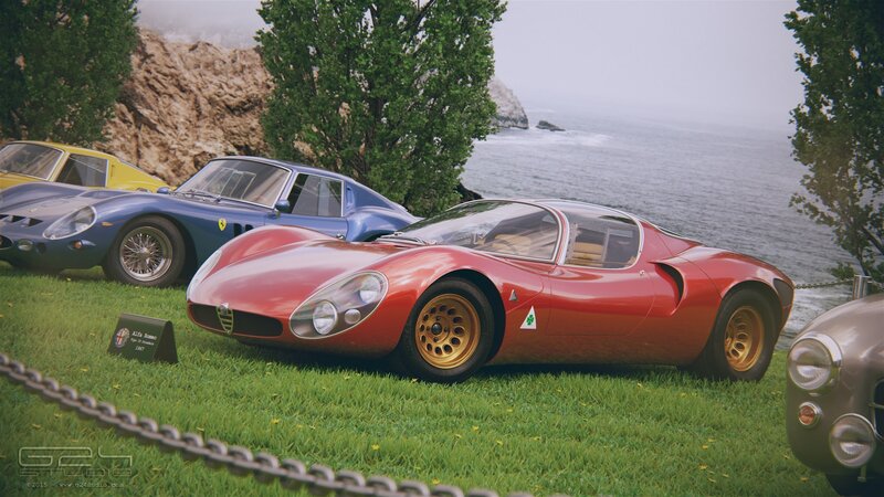 Red Sports Car on Grass — Serene