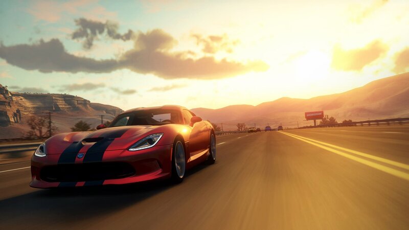 Red Sports Car on Highway — Dramatic, Sunset, 3d Render