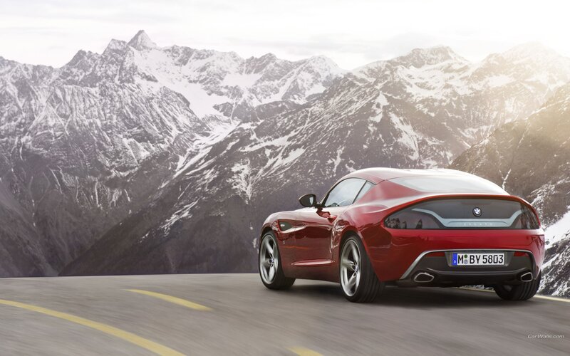 Red Sports Car on Mountain Road — Dramatic, Afternoon