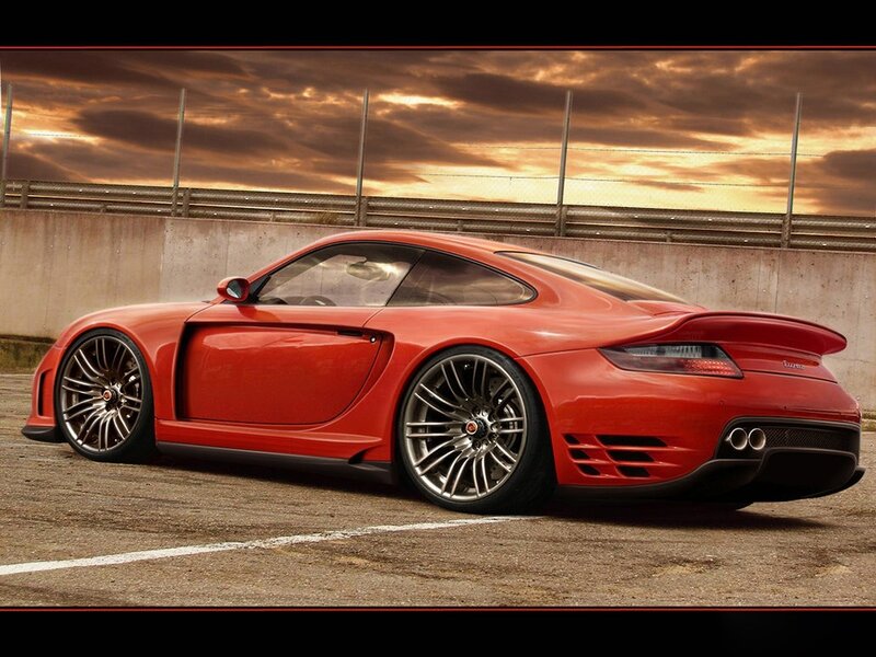 Red sports car on racetrack