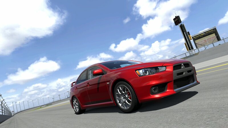 Red sports car on racetrack