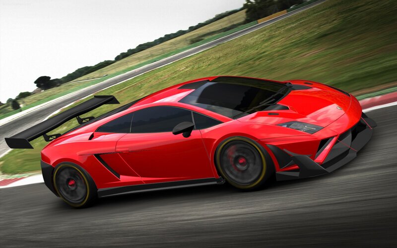 Red sports car on racetrack
