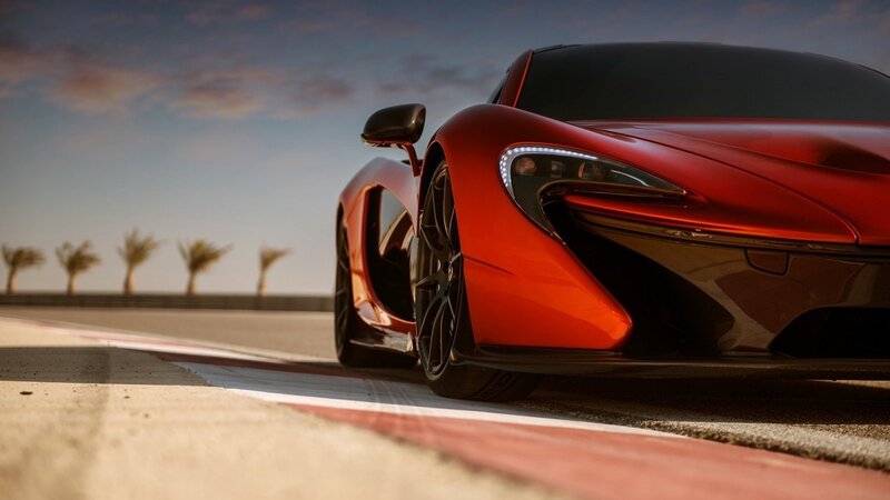 Red sports car on racetrack