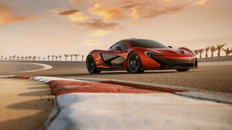 Red sports car on racetrack