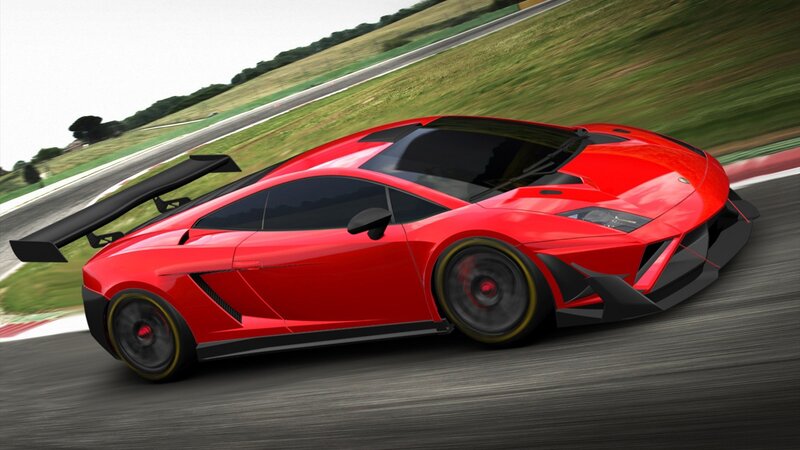 Red sports car on racetrack