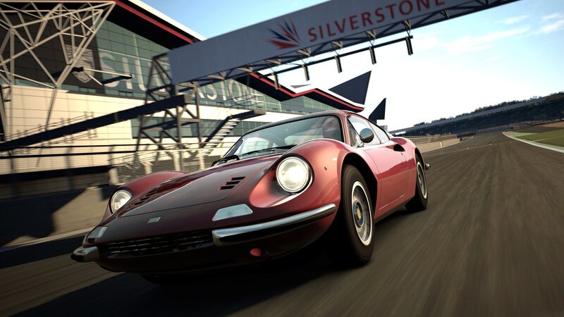 Red sports car on racetrack