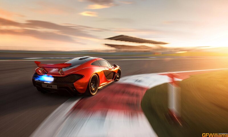 Red sports car on racetrack