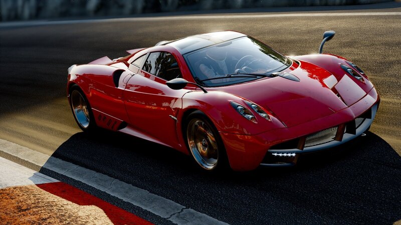 Red sports car on racetrack