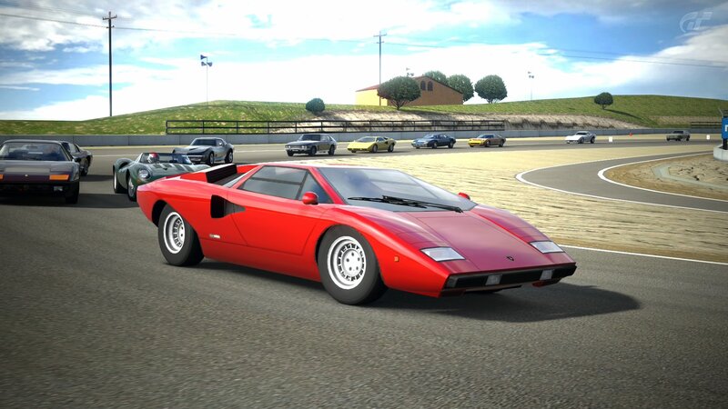 Red sports car on racetrack