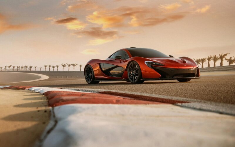 Red sports car on racetrack