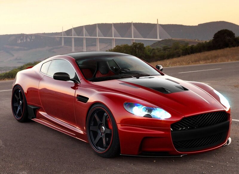 Red sports car on road