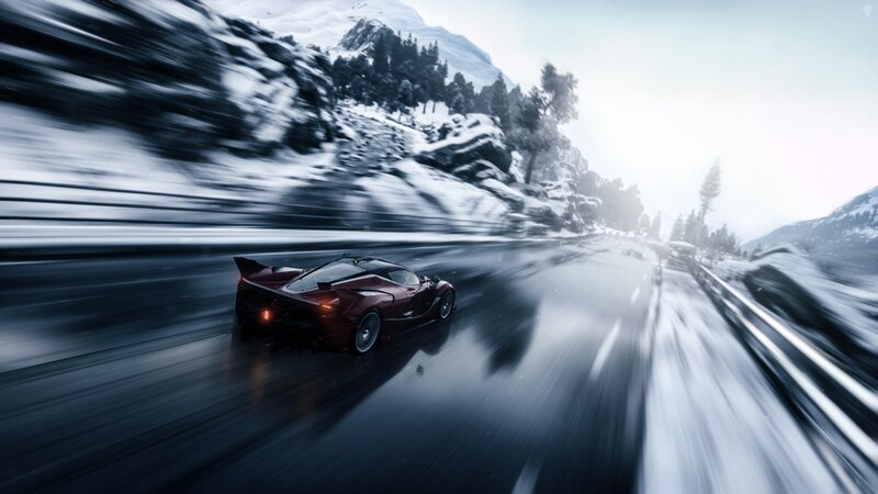 Red Sports Car on Road — Black, Dynamic
