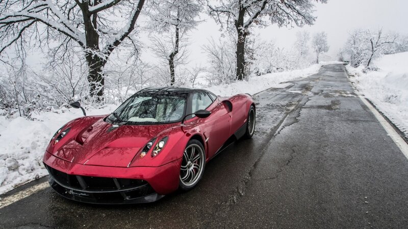 Red Sports Car on Road — Cold, Serene