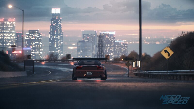 Red Sports Car on Road — Dark Blue