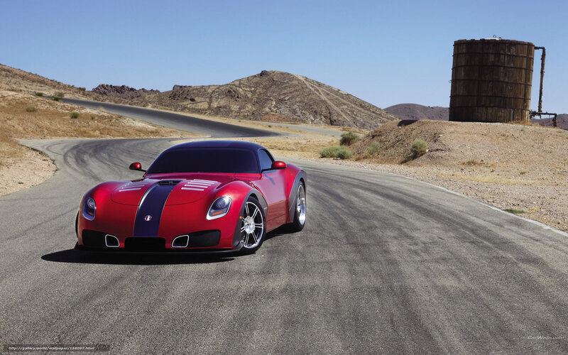 Red Sports Car on Road — Desert