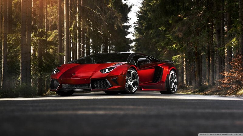 Red Sports Car on Road — Dramatic, Afternoon, Photograph, Forest