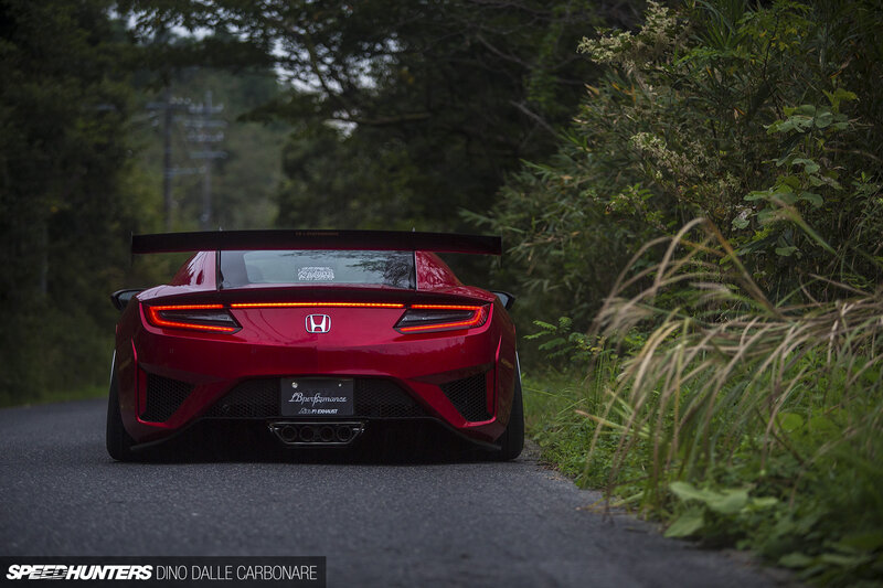 Red Sports Car on Road — Dramatic, Afternoon, Photograph, Trees, Grass