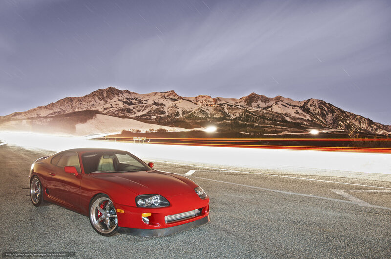 Red Sports Car on Road — Dramatic, Night