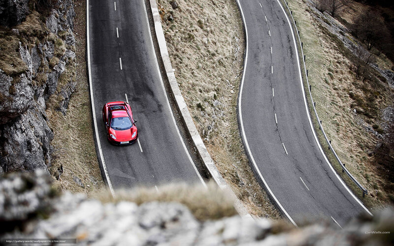 Red Sports Car on Road — Dramatic, Photograph