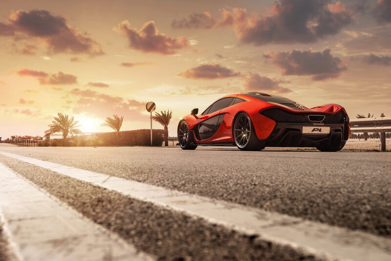 Red Sports Car on Road — Dramatic, Sunrise