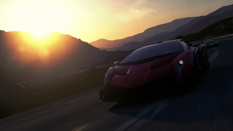 Red Sports Car on Road — Dramatic, Sunset, 3d Render, Mountains
