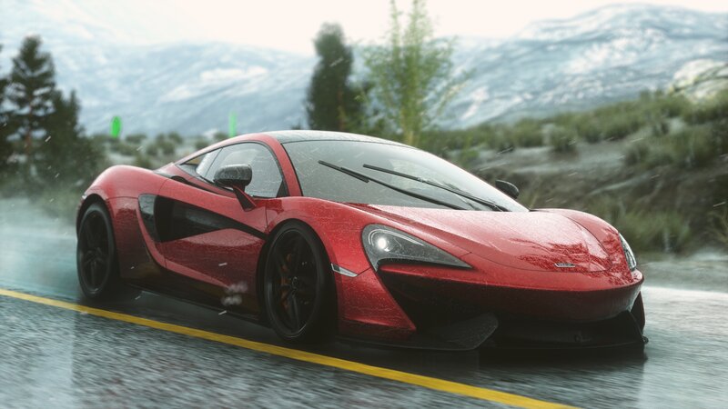 Red Sports Car on Road — Dynamic, 3d Render, Rain