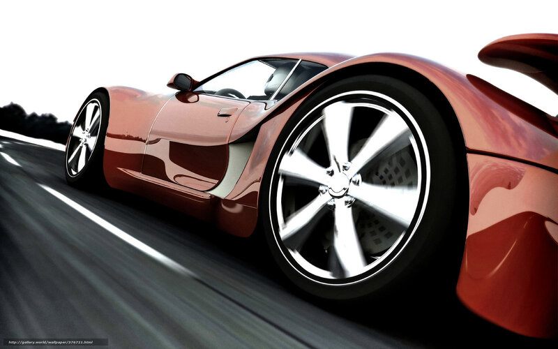 Red Sports Car on Road — Dynamic, 3d Render, Wheel
