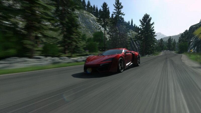 Red Sports Car on Road — Dynamic, Afternoon, 3d Render, Forest