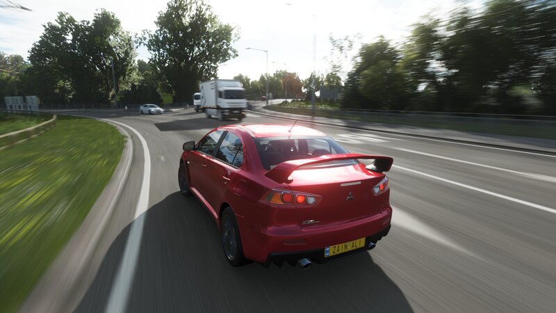 Red Sports Car on Road — Dynamic, Afternoon, 3d Render, Truck