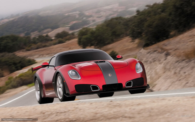 Red Sports Car on Road — Dynamic, Photograph, Hills