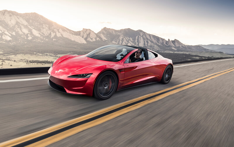 Red Sports Car on Road — Dynamic, Sunset, Photograph, Driver, Mountains