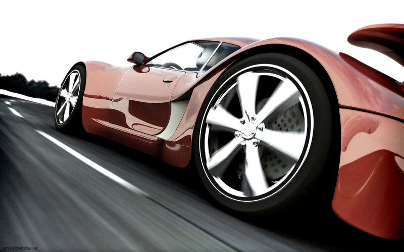 Red Sports Car on Road — Dynamic