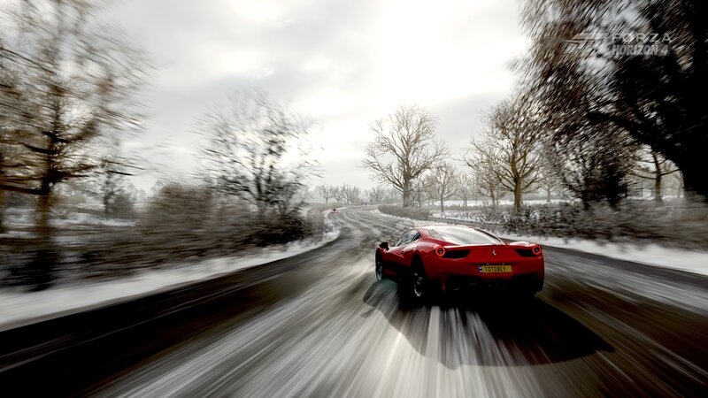 Red Sports Car on Road — Dynamic, Winter, 3d Render, Snow