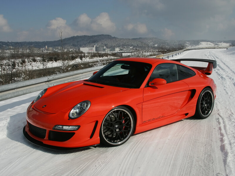 Red Sports Car on Snow — Cold