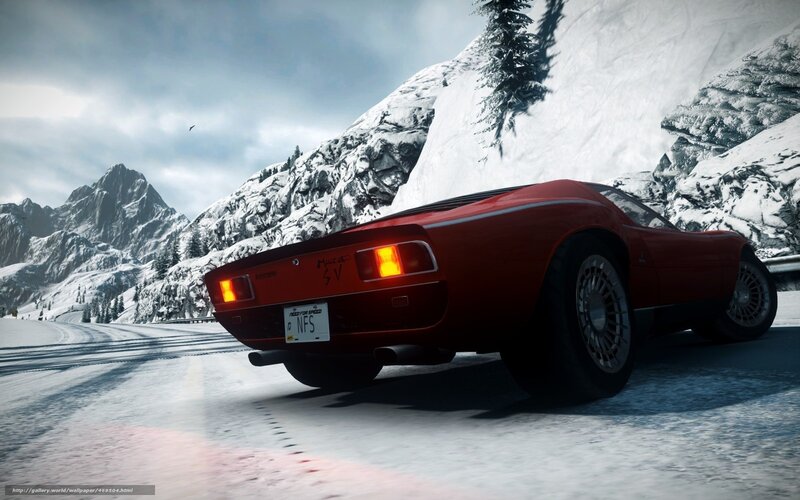 Red Sports Car on Snow — Dramatic