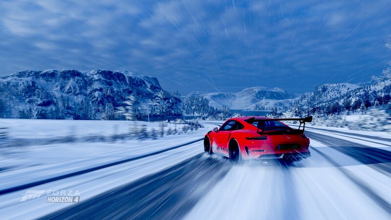 Red Sports Car on Snow — Dynamic