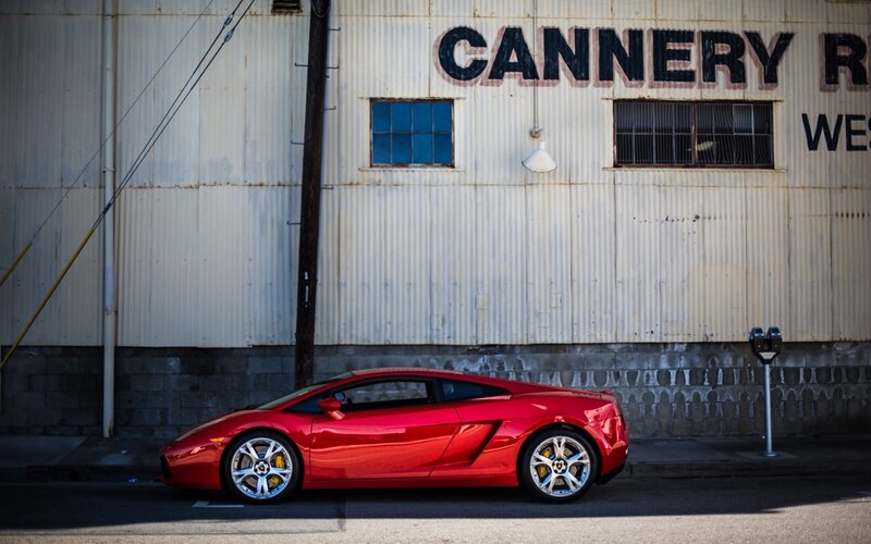 Red sports car on street