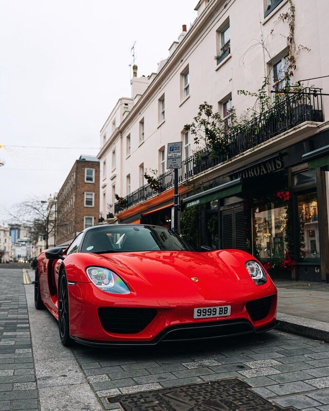 Red Sports Car on Street — Calm, Morning