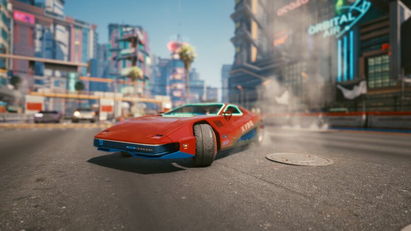 Red Sports Car on Street — Dramatic, Afternoon, 3d Render, City