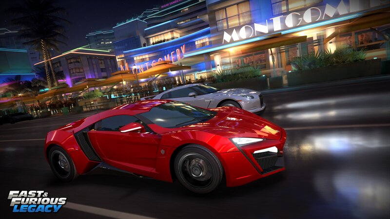 Red Sports Car on Street — Dynamic, Night