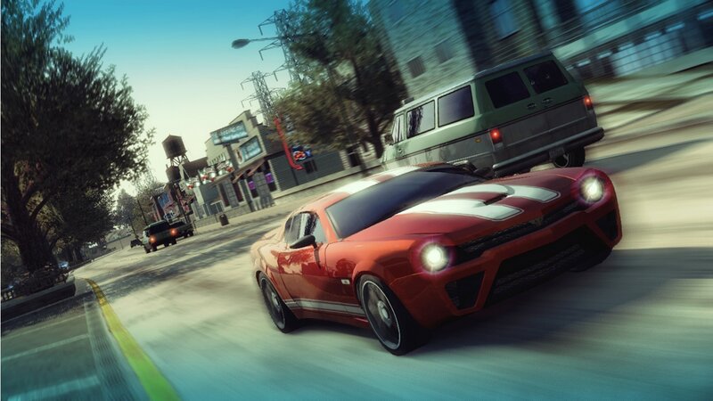 Red Sports Car on Street — Dynamic