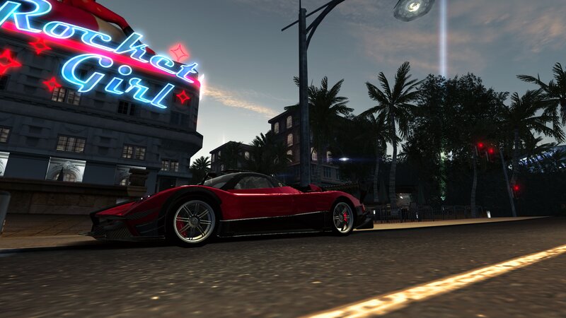 Red Sports Car on Street — Nocturnal