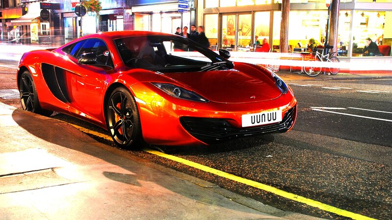 Red Sports Car on Street — Urban, Night