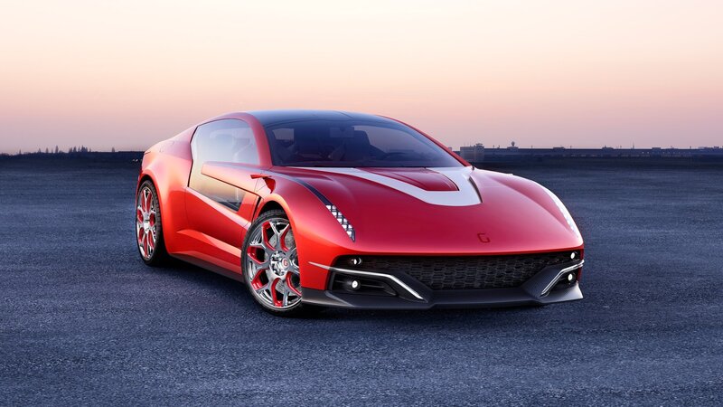 Red sports car on tarmac