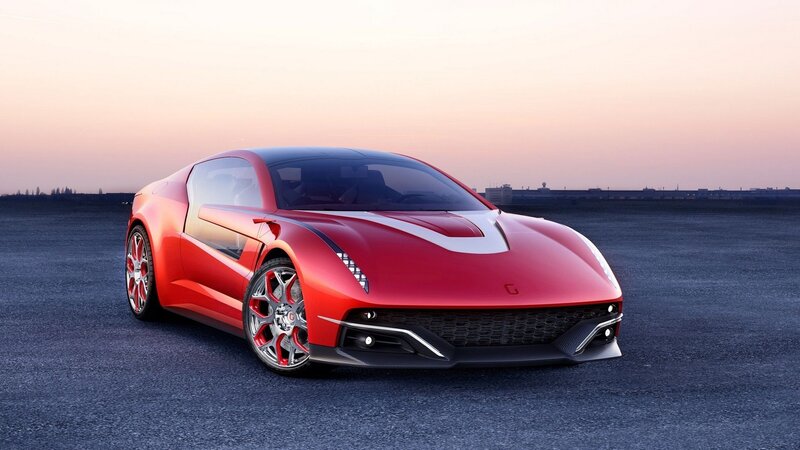 Red sports car on tarmac