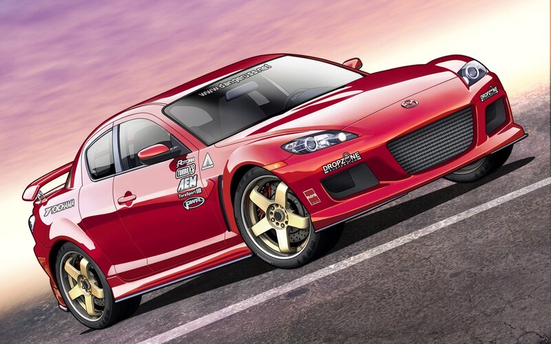 red sports car on track