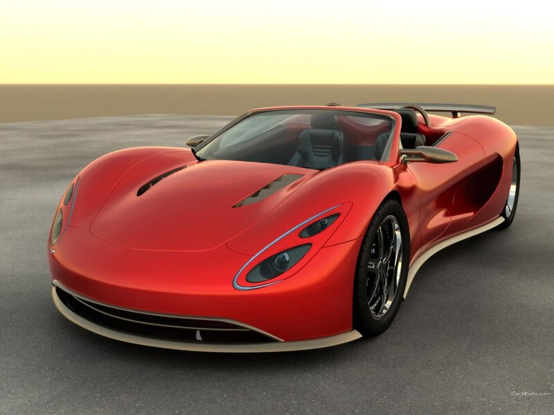 red sports car on track
