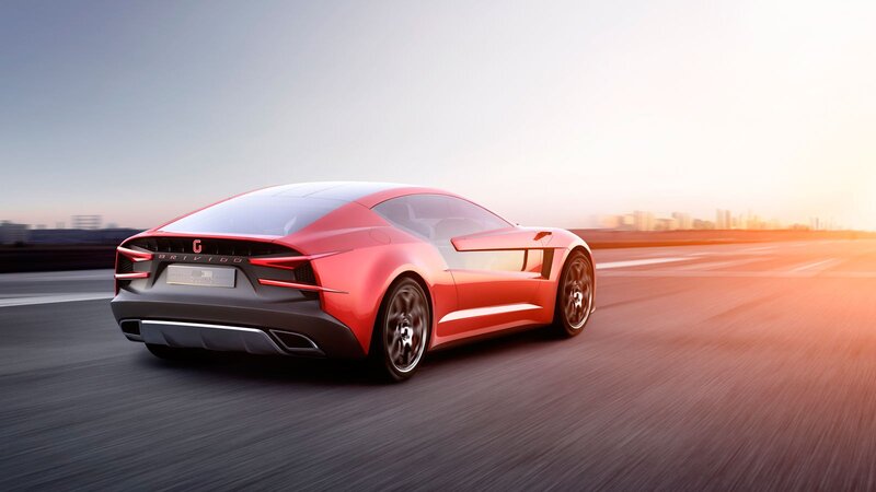 red sports car on track