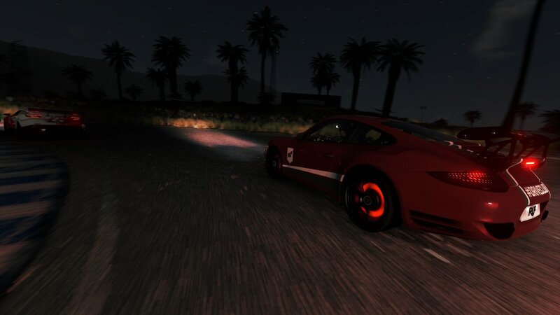 Red Sports Car on Track — Dark